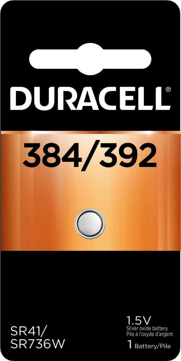 Duracell 384/392 Watch Battery (SR41W) Silver Oxide 1.55V (1 PC)