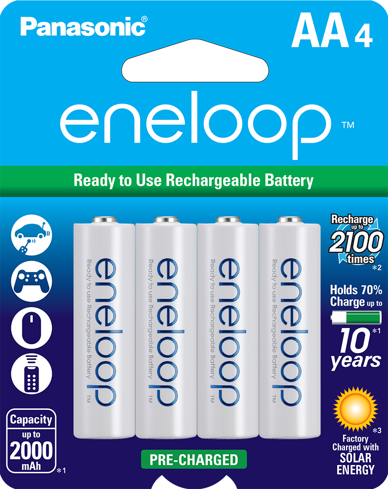 Panasonic Eneloop AA (2000mAh) Pre-Charged Rechargeable Ni-MH Batteries (4 Pack)