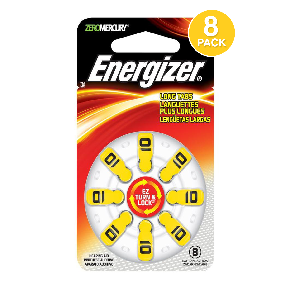 Energizer Hearing Aid Battery, Size 10 (8 Pcs)