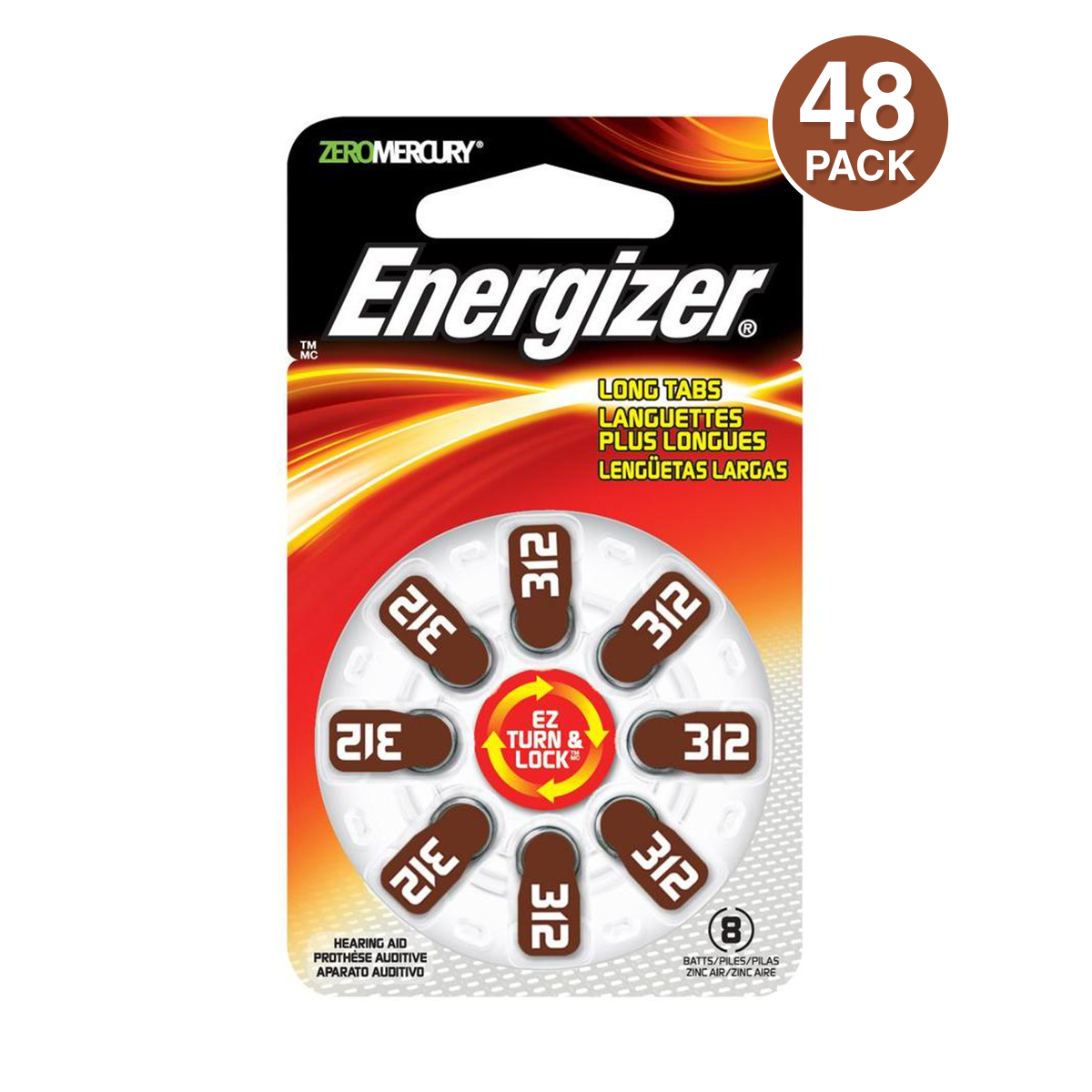 Energizer Hearing Aid Battery Size 312 (48 Pcs)