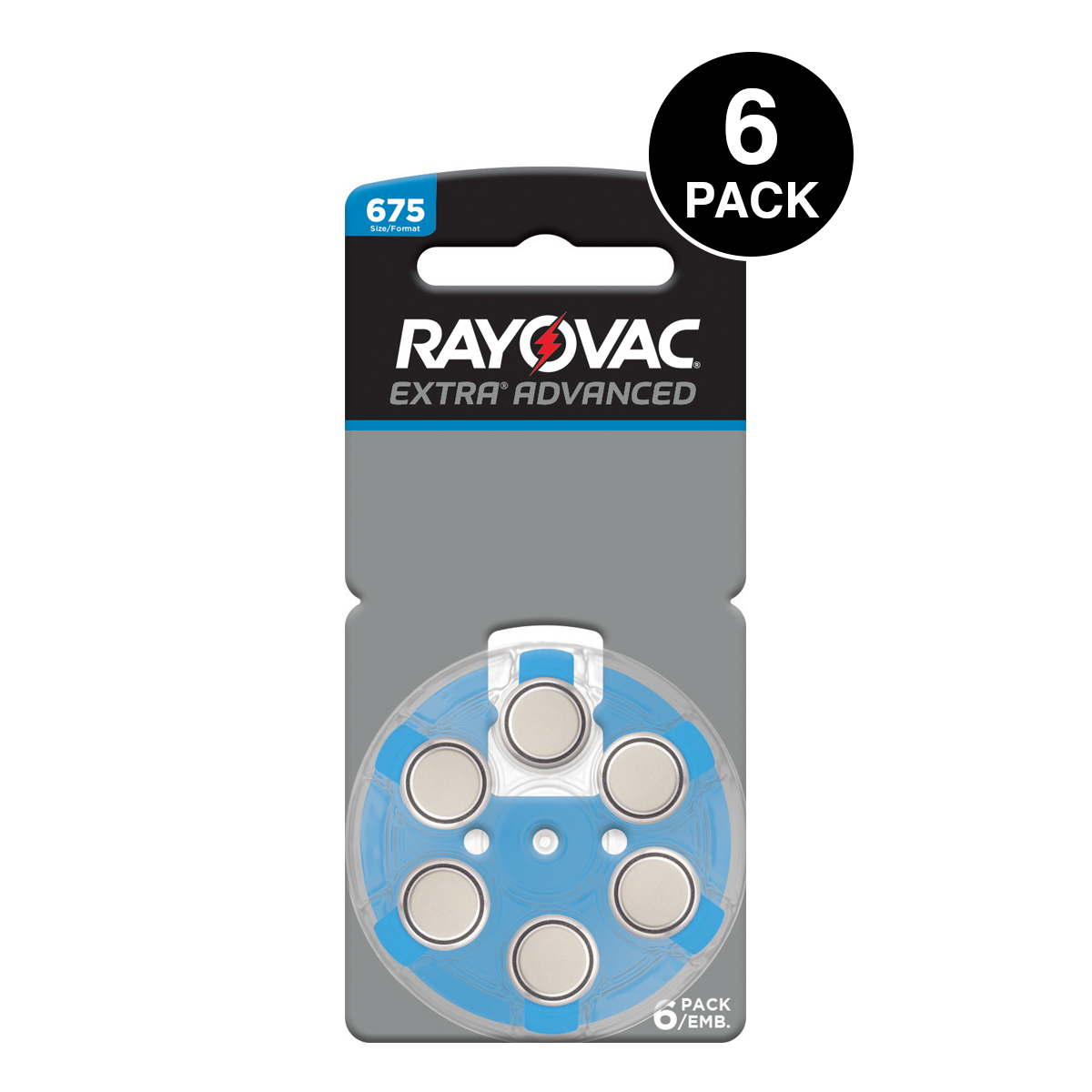 Rayovac Extra Advanced Hearing Aid Batteries Size 675  (6 Pcs)