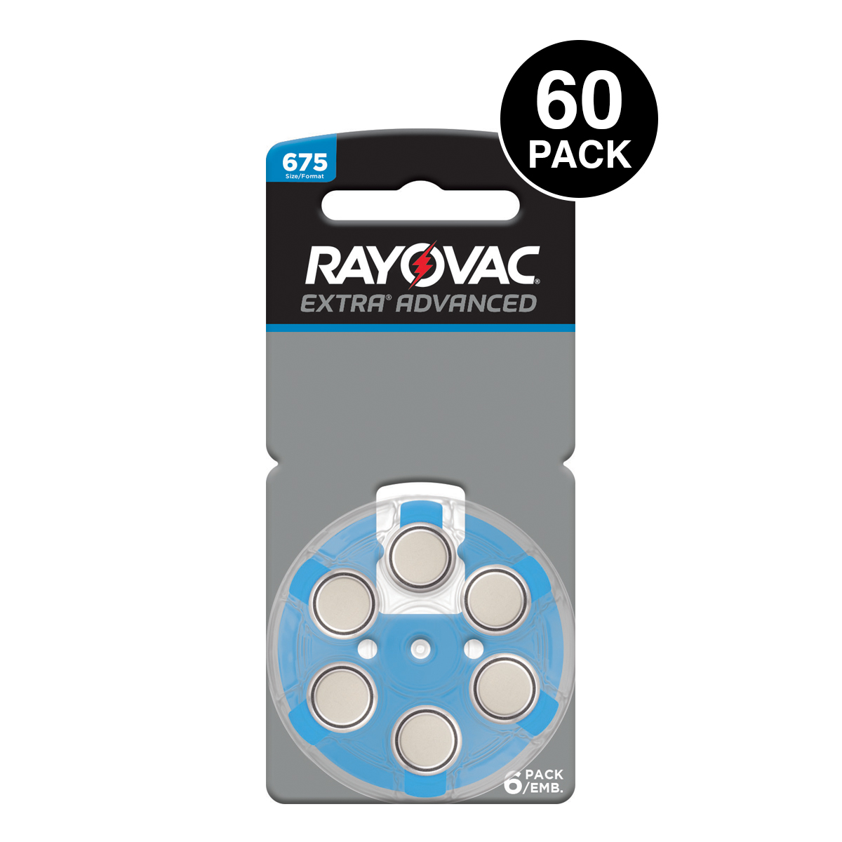 Rayovac Extra Advanced Hearing Aid Batteries Size 675 (60 PC)