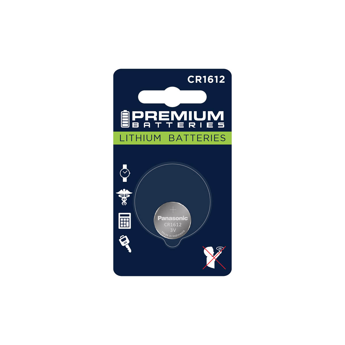 Premium Batteries CR1612 Battery 3V Lithium Coin Cell (1 Panasonic Battery) (Child Resistant Packaging)