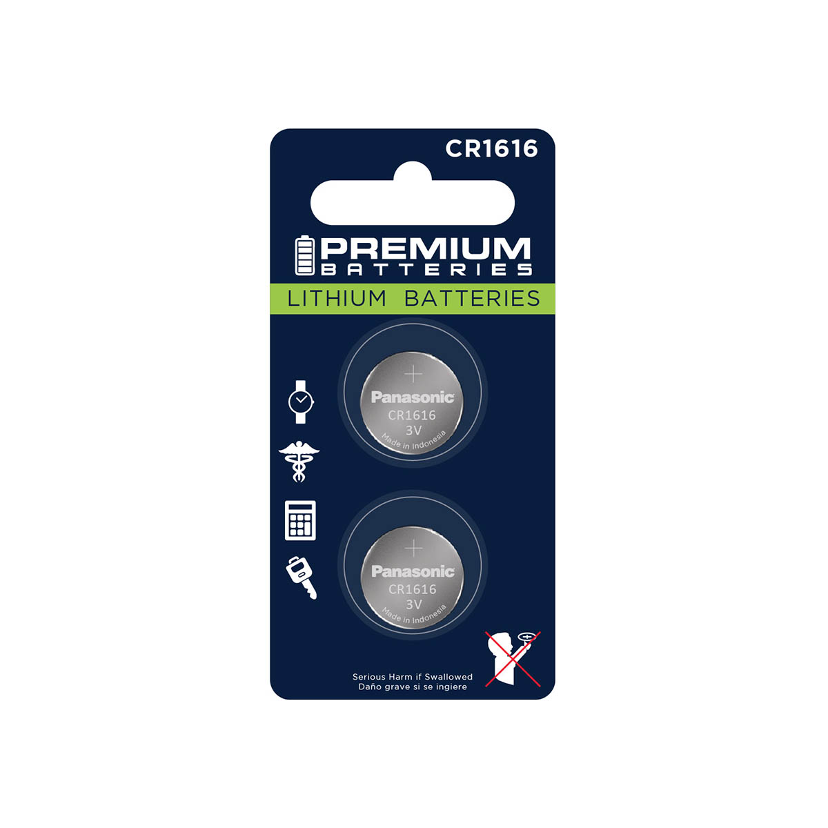 Premium Batteries CR1616 Battery 3V Lithium Coin Cell ( Panasonic Batteries) (Child Resistant Packaging)