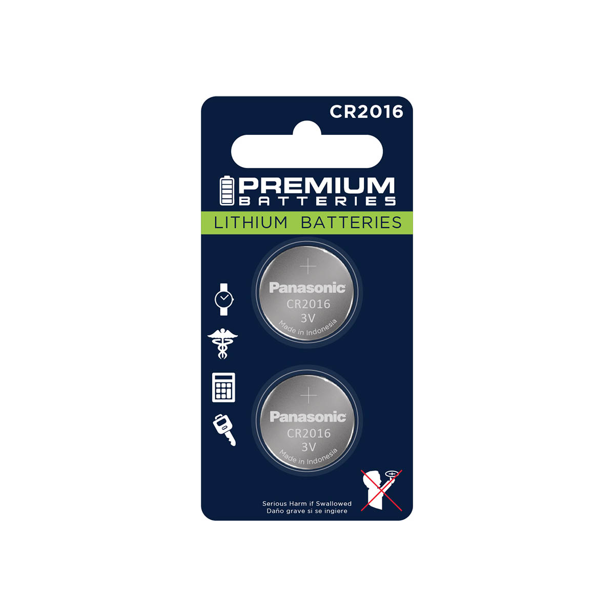 Premium Batteries CR2016 Battery 3V Lithium Coin Cell (2 Panasonic Batteries) (Child Resistant Packaging)