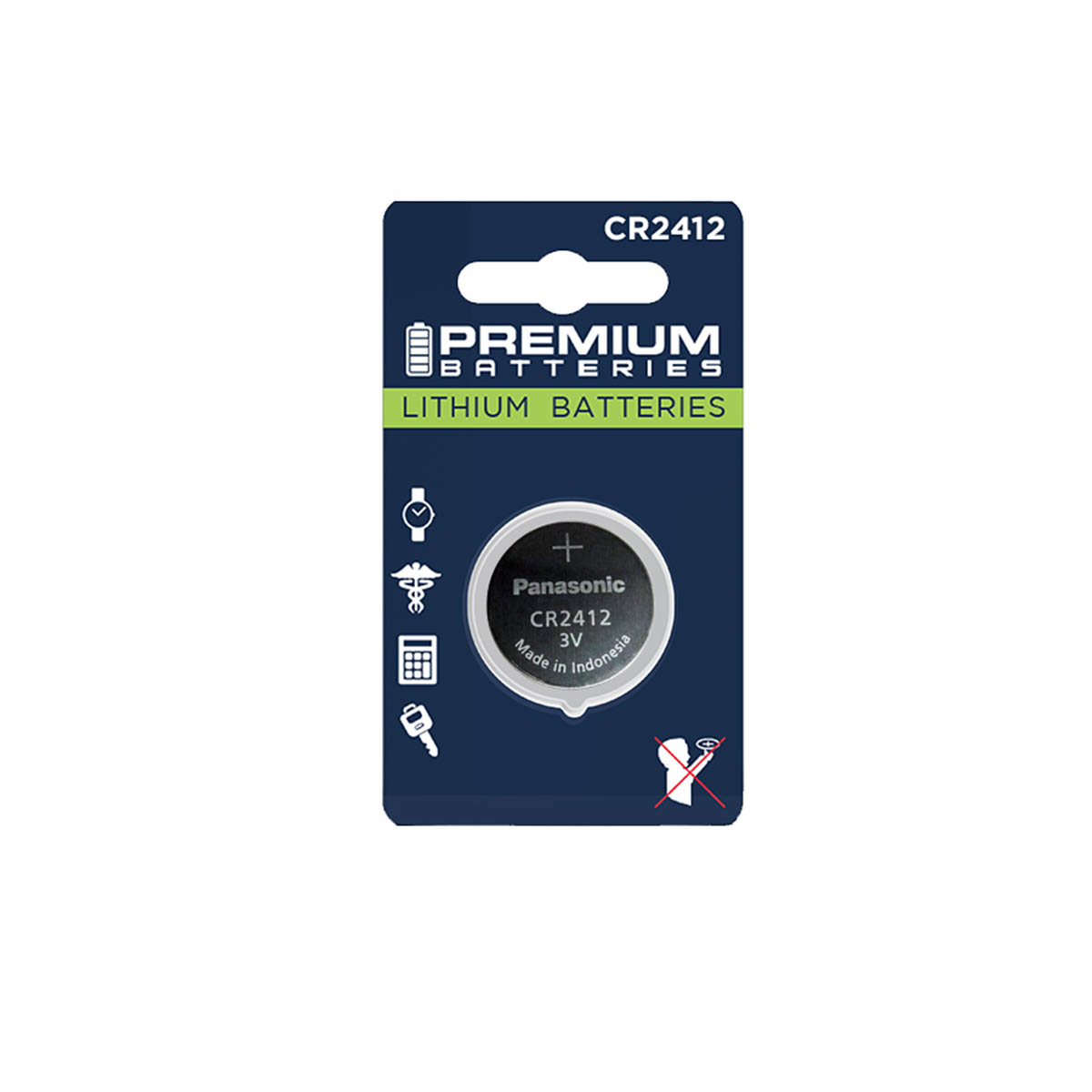 Premium Batteries CR2412 Battery 3V Lithium Coin Cell (1 PCS Child Resistant Blister Package) 
