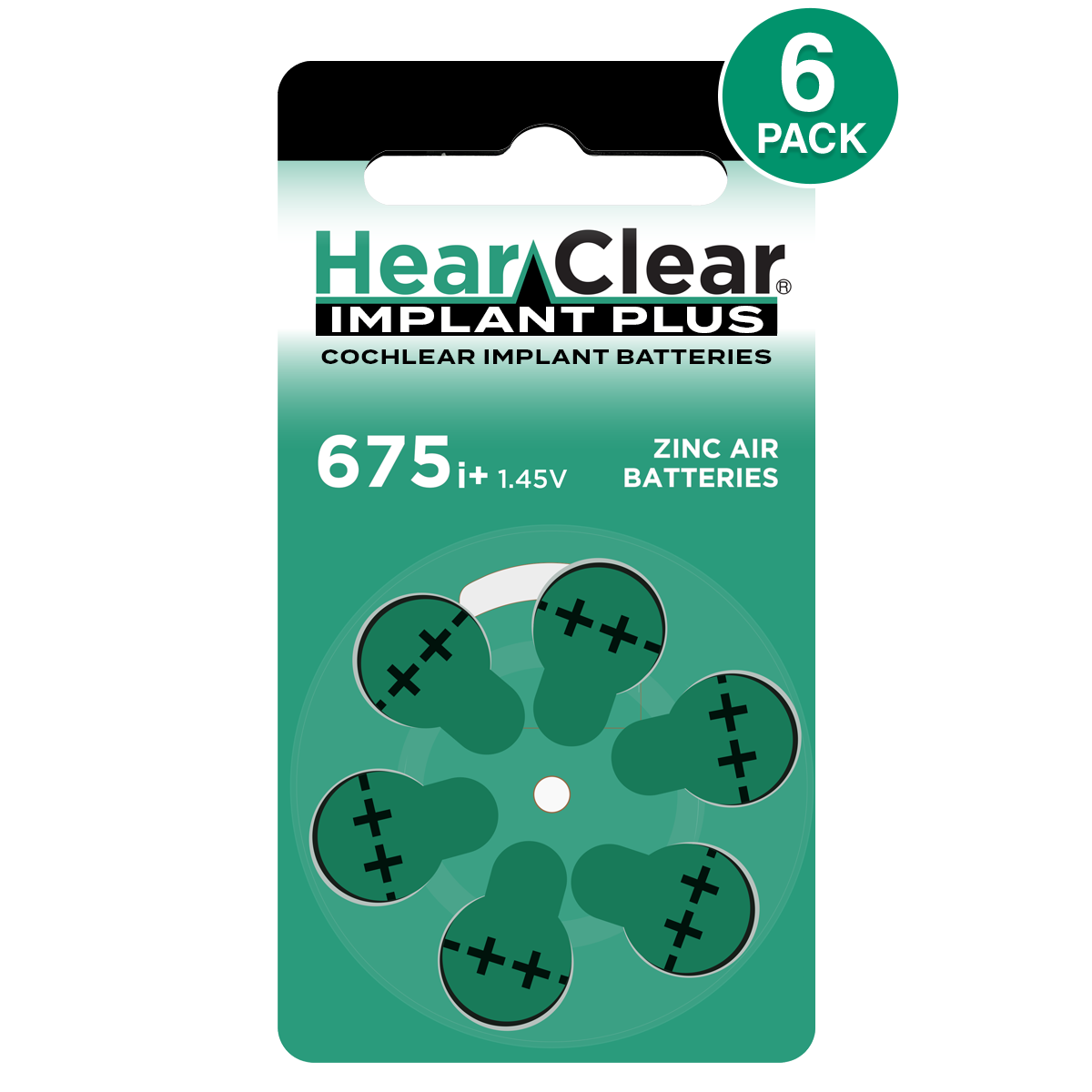 Hearclear Premium Plus Size 675P Cochlear Implant Battery (6 pcs.)