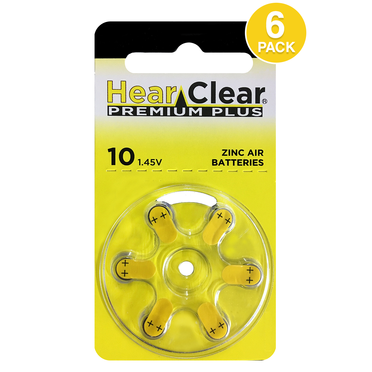 HearClear Premium Plus, Size 10 Hearing Aid Battery (6 pcs)