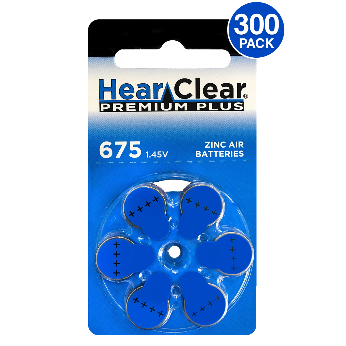 HearClear Premium Plus, Size 675 Hearing Aid Battery (300 pcs.)