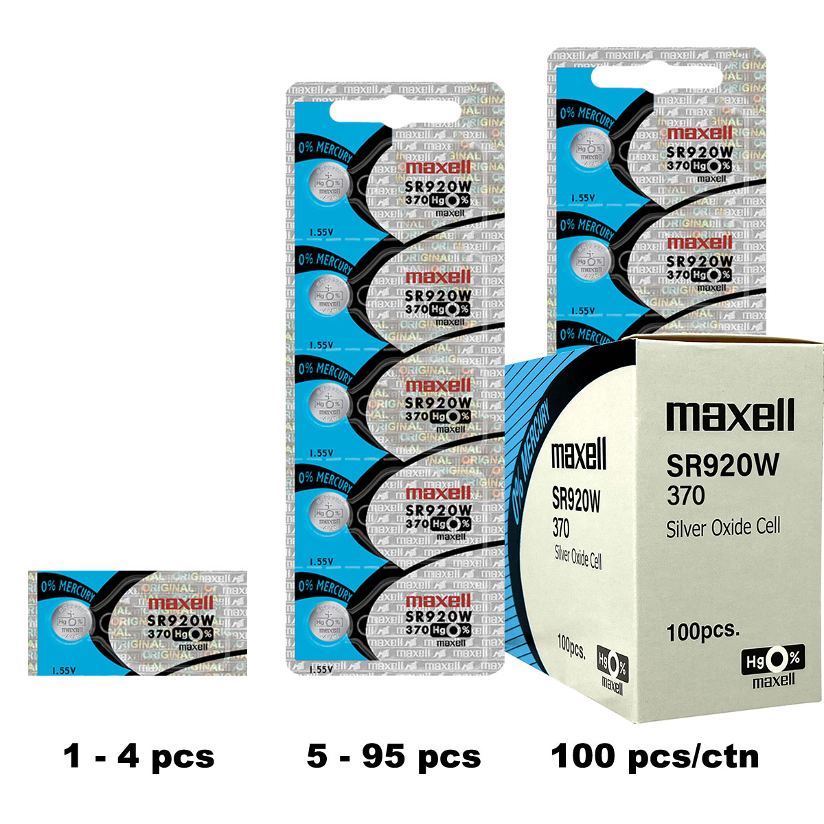 Maxell 370 Watch Battery (SR920W) Silver Oxide 1.55V