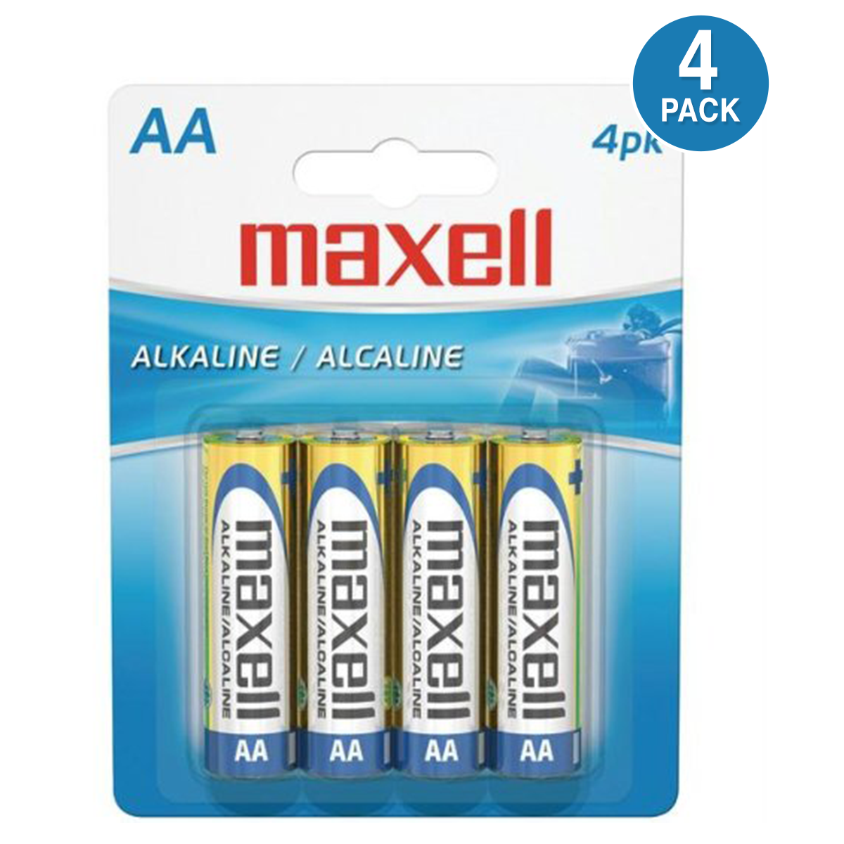 Maxell Size AA Batteries Carded 1.5V Alkaline -  (4 Pack)