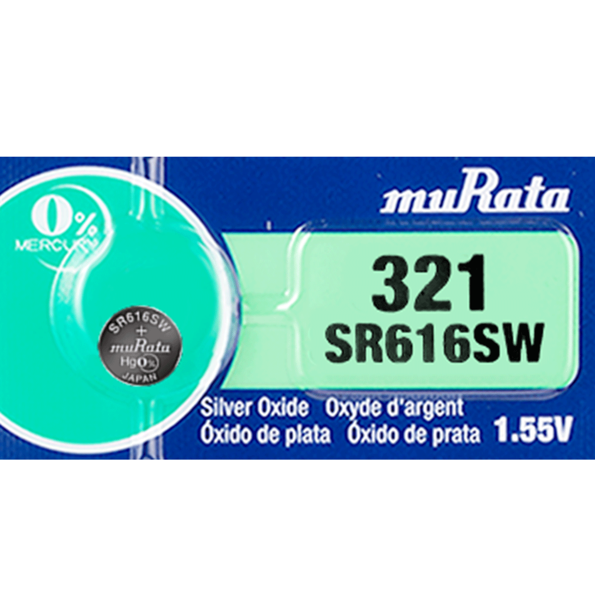 Murata 321 Battery  (SR616SW) (formerly SONY) 1.55V Silver Oxide Watch (1 Battery)