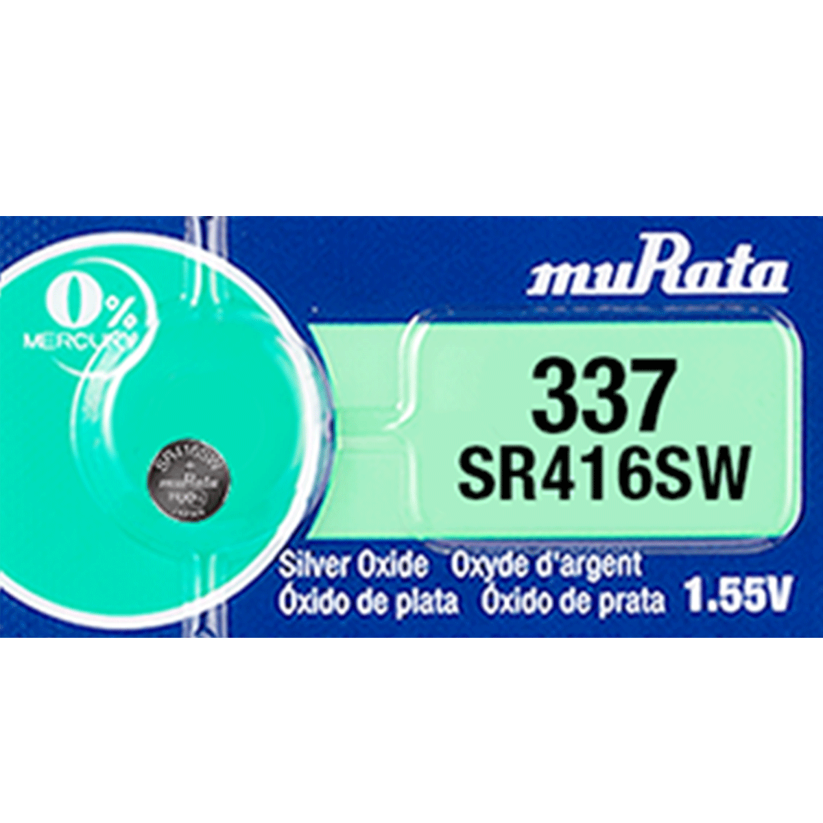 Murata 337 Battery  (SR416SW) (formerly SONY) 1.55V Silver Oxide Watch (1 Battery)