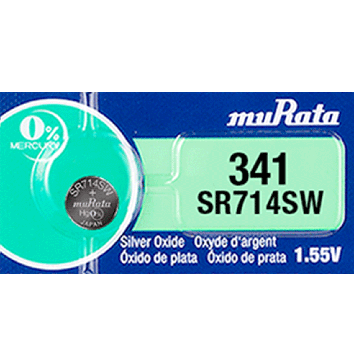 Murata 341 Battery (SR714SW) (formerly SONY) 1.55V Silver Oxide Watch (1 Battery)