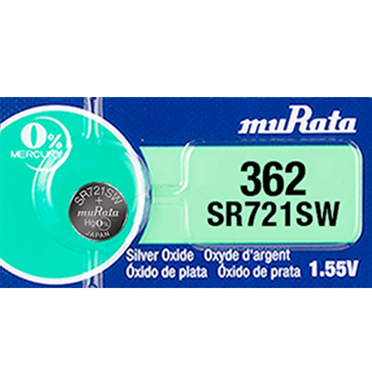Murata 362 Battery  (SR721SW) (formerly SONY) Silver Oxide Watch (1 Battery)