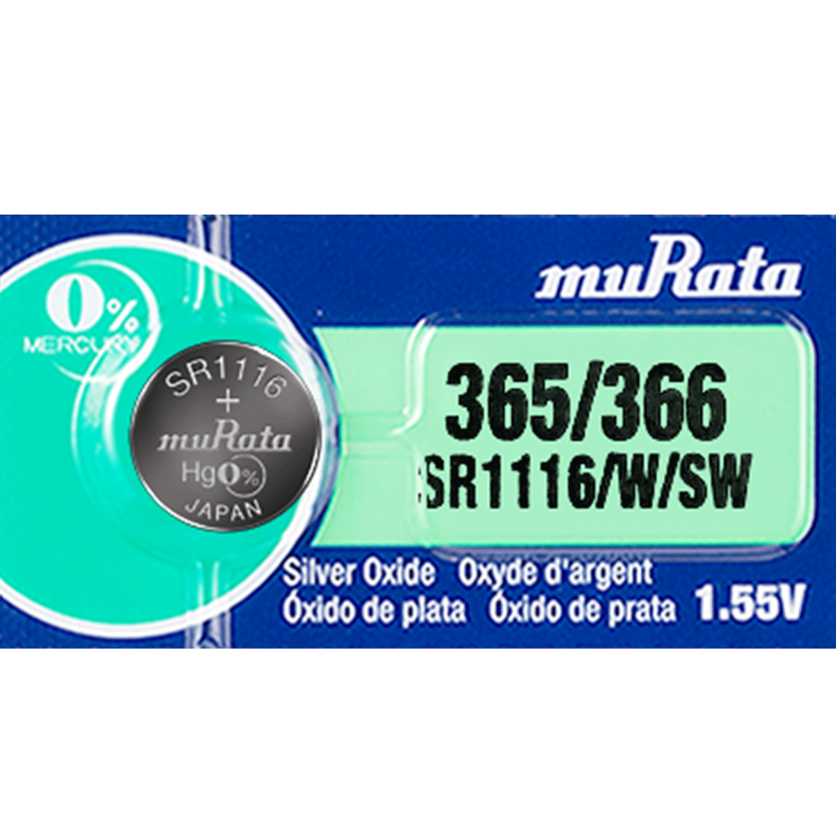 Murata 365 Battery (formerly SONY) Mercury Free Silver Oxide 1.55V (1PC)