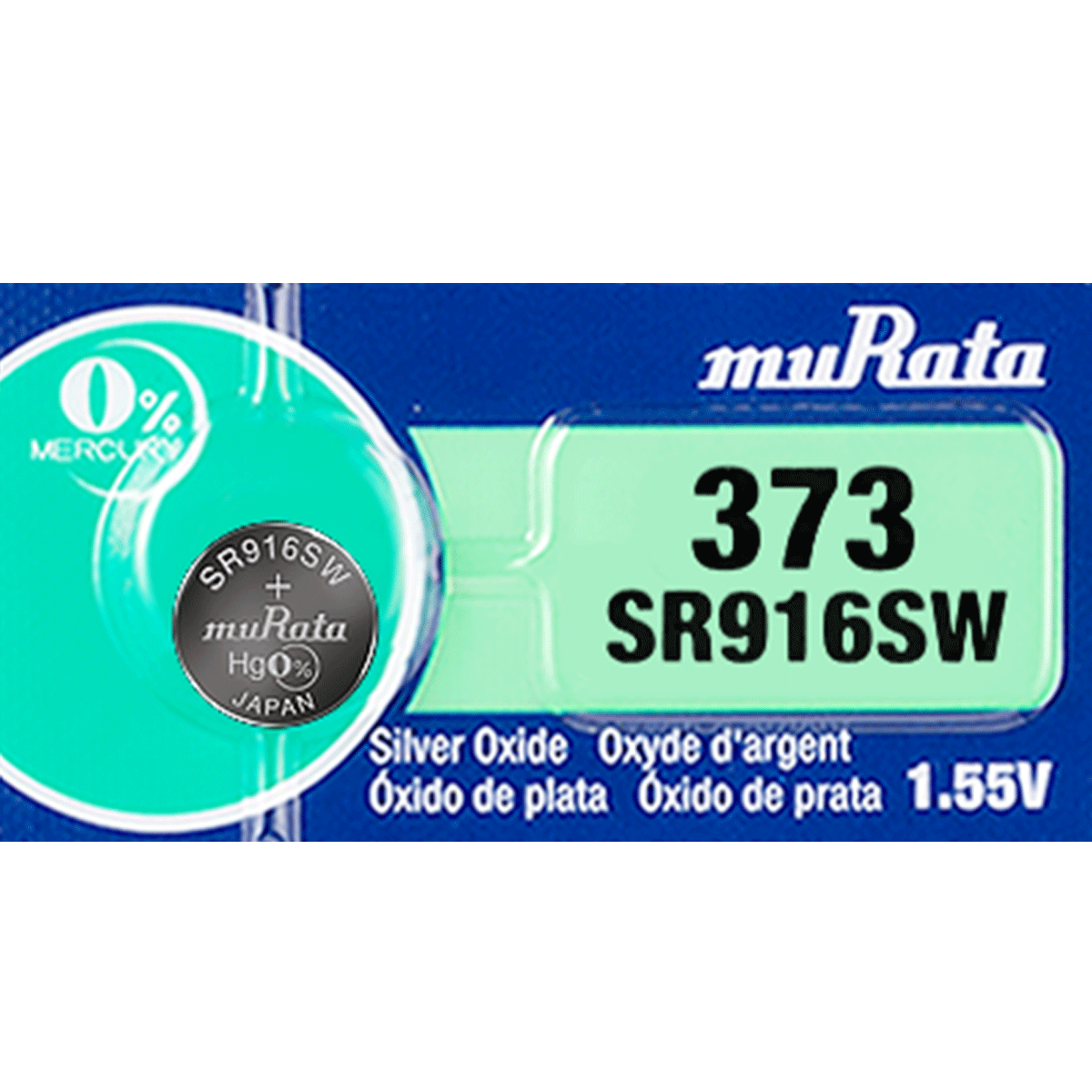 Murata 373 Battery  (SR916SW) (formerly SONY) 1.55V Silver Oxide (1 Battery)