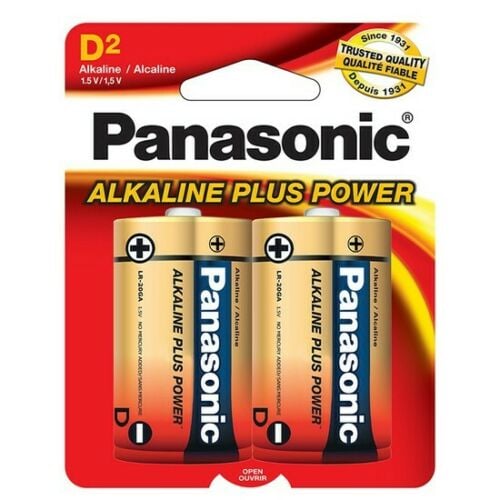 Panasonic Size D Alkaline Plus Power Battery, AM-1PA/2B (2 Pack)