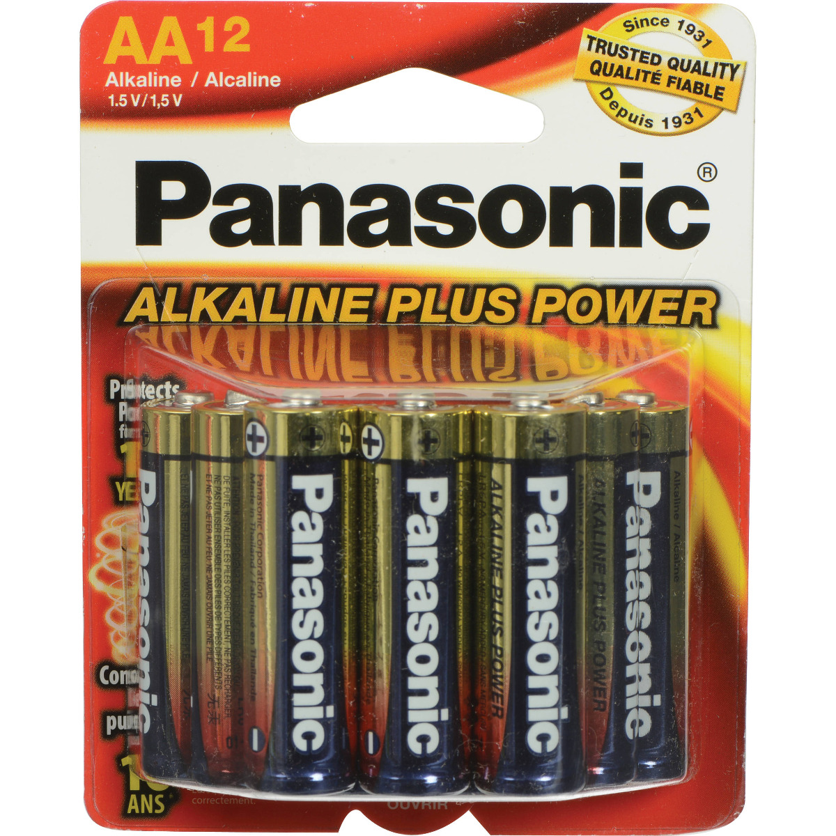 Panasonic AA Alkaline Plus Power Battery, AM-3PA/12B (12 Pack)