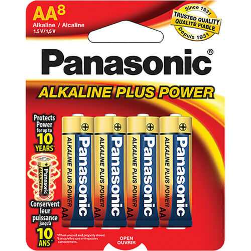 Panasonic AA Alkaline Plus Power Battery, AM-3PA/8B (8 Pack)