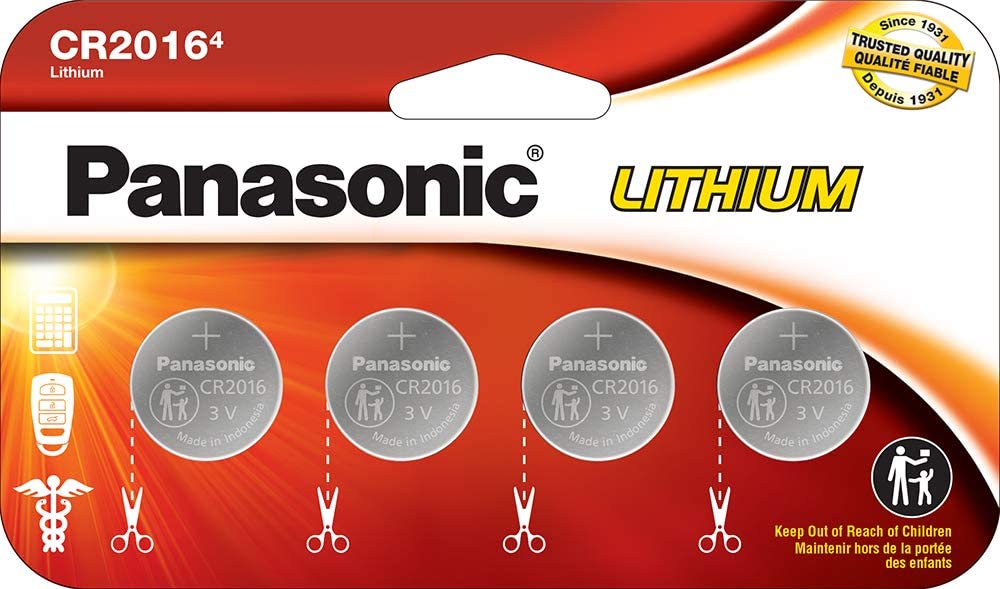 Panasonic CR2016 3.0V Long Lasting Lithium Coin Cell Batteries (4 Pack) (Child Resistant, Standards Based Packaging)