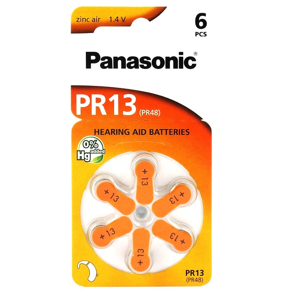 Panasonic Size 13 Hearing Aid Batteries 1.4 Volt Zinc Air (6 Batteries)