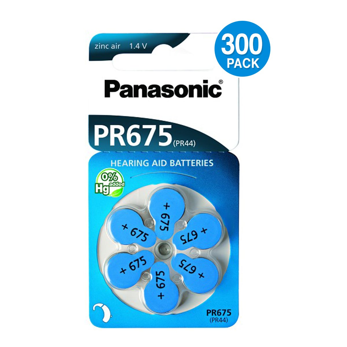 Panasonic Size 675 Hearing Aid Battery (300 pcs.)