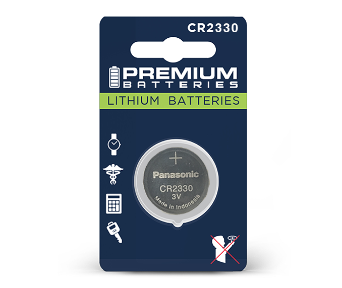 Premium Batteries CR2330 Battery 3V Lithium Coin Cell (1 Panasonic Battery) (Child Resistant Packaging)