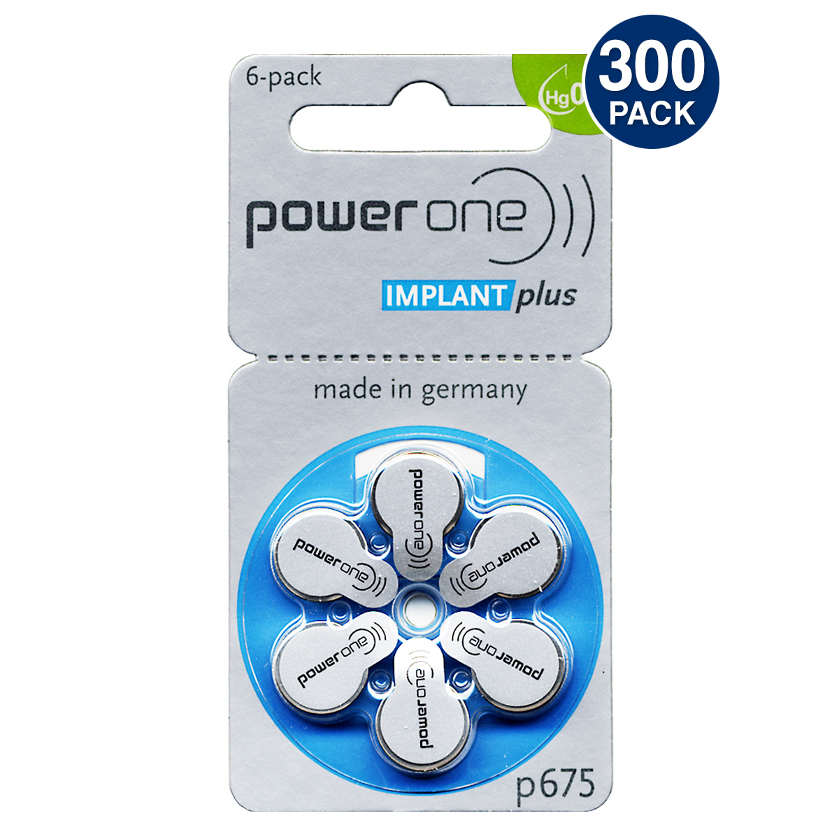Power One IMPLANT Plus Battery, Size P675, Mercury-Free (300 pcs.)