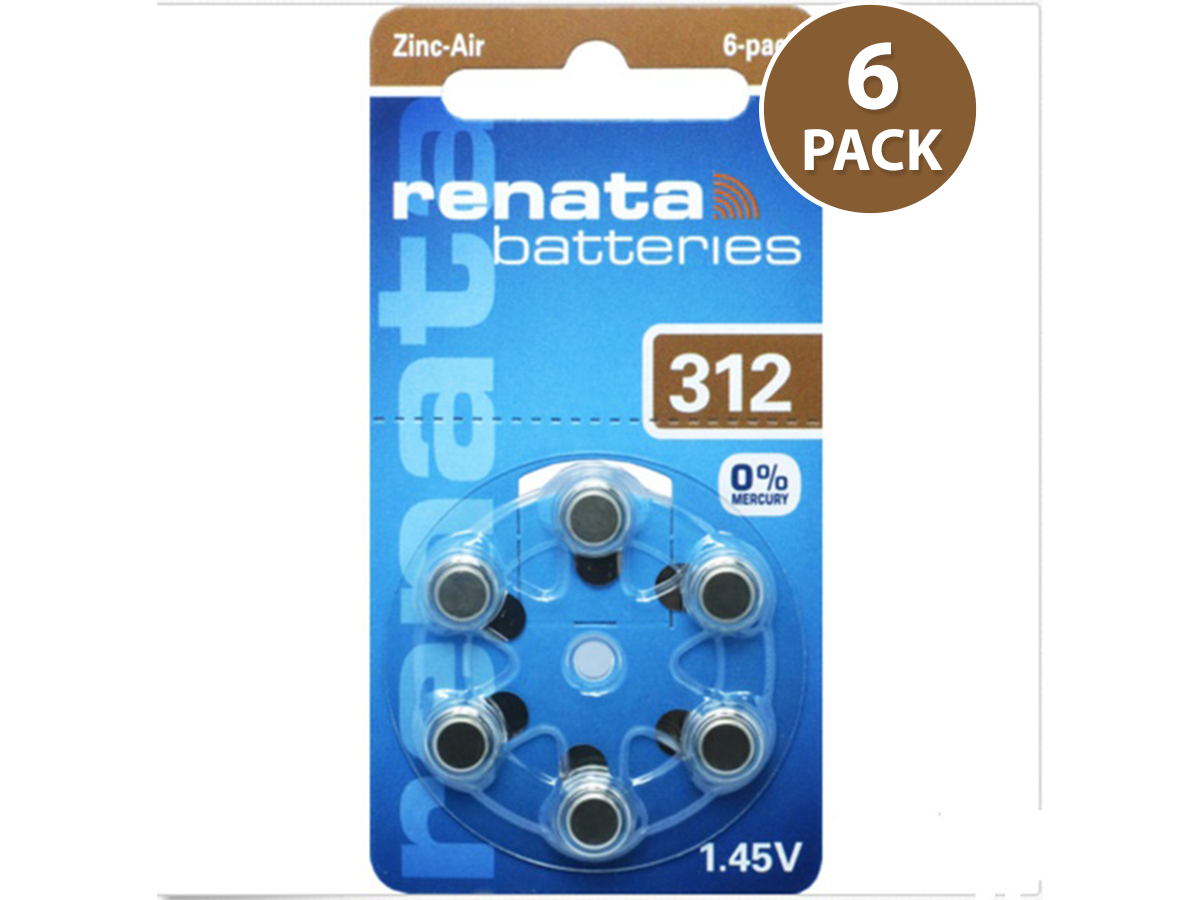Renata Hearing Aid Batteries Size 312 (6 pack)