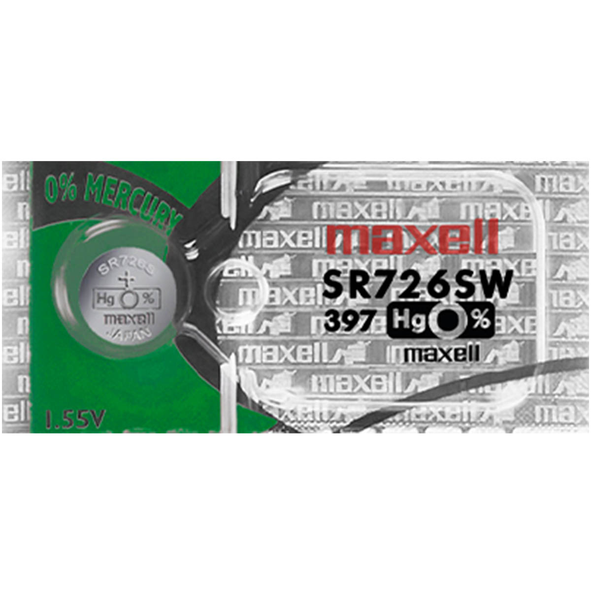 Maxell 397 Watch Battery (SR726SW ) Silver Oxide 1.55V