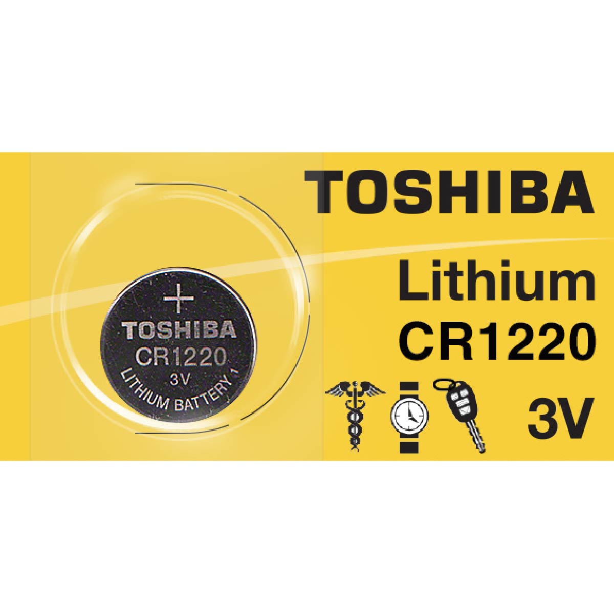 Toshiba CR1220 Lithium Coin Cell Battery 3v, Tear Strip