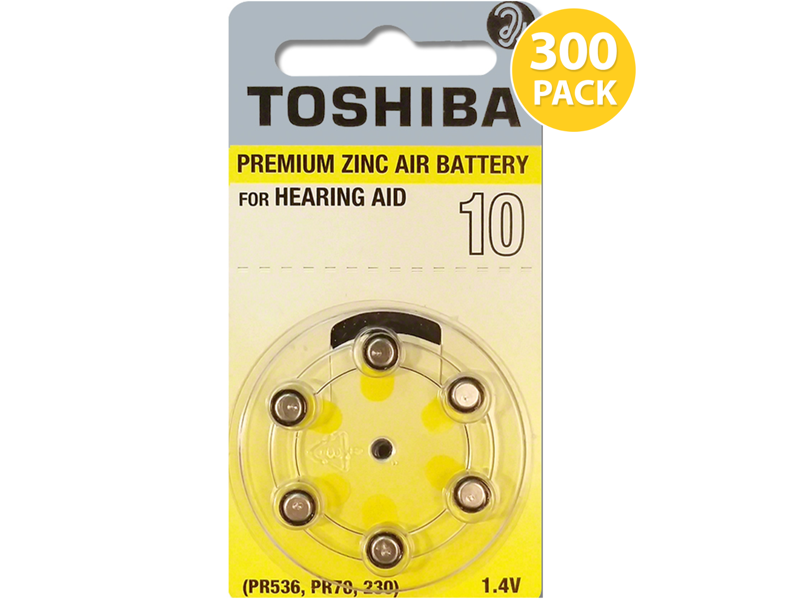 Toshiba Size 10 Hearing Aid Battery (300 pcs)  (Mercury Free)