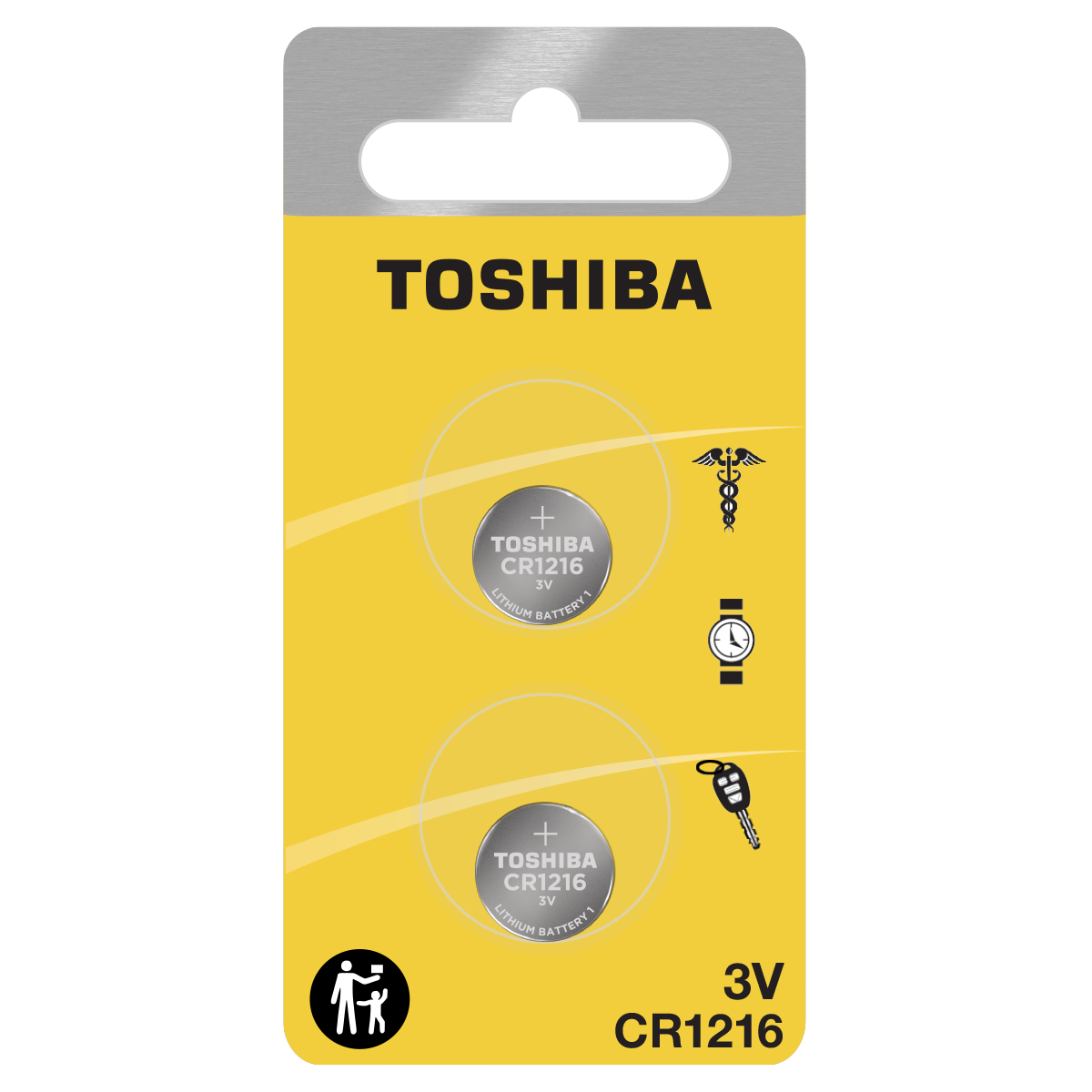 Toshiba CR1216 Battery 3V Lithium Coin Cell (2 PCS Child Resistant Blister Package)