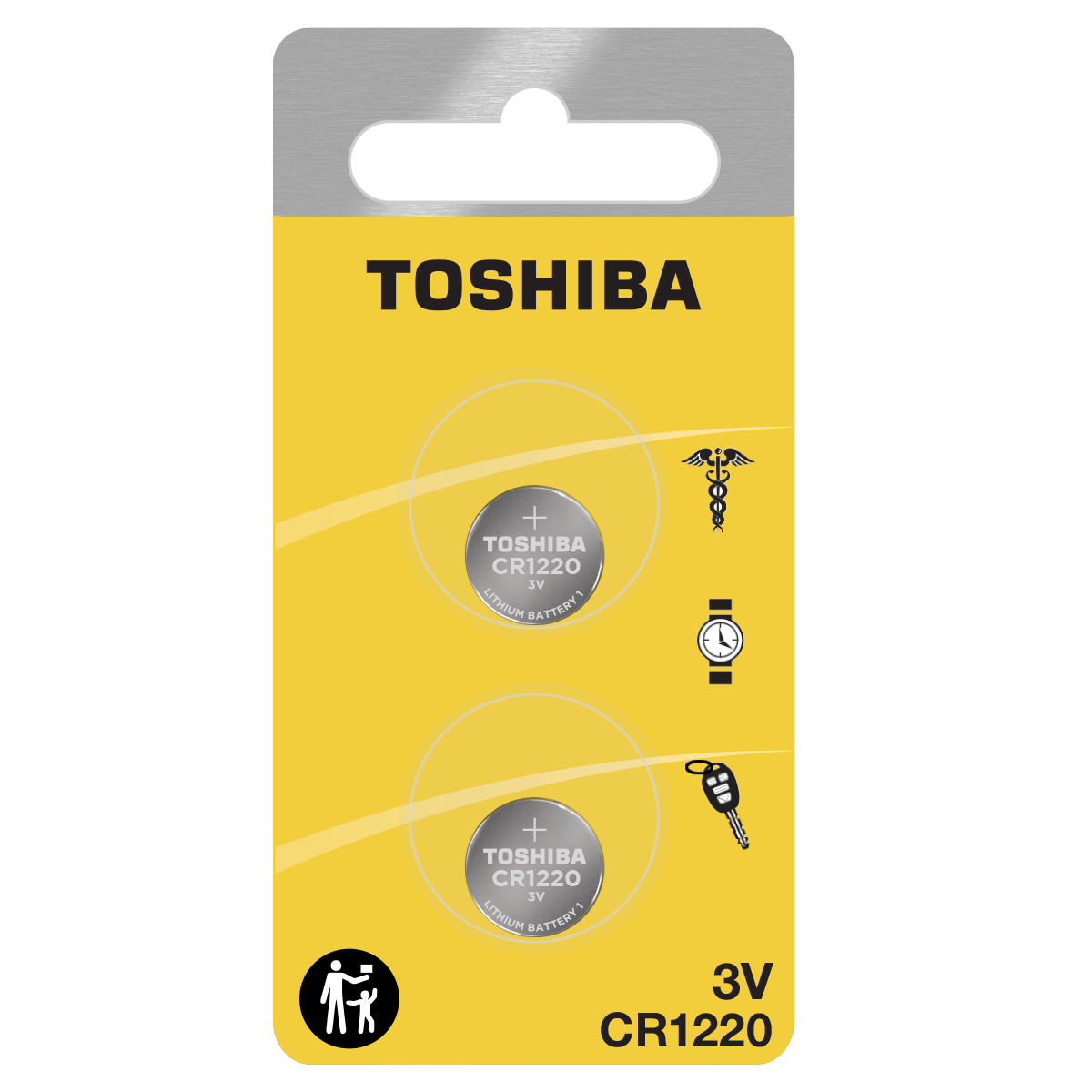    Toshiba CR1220 Battery 3V Lithium Coin Cell (2 PCS Child Resistant Blister Package) 