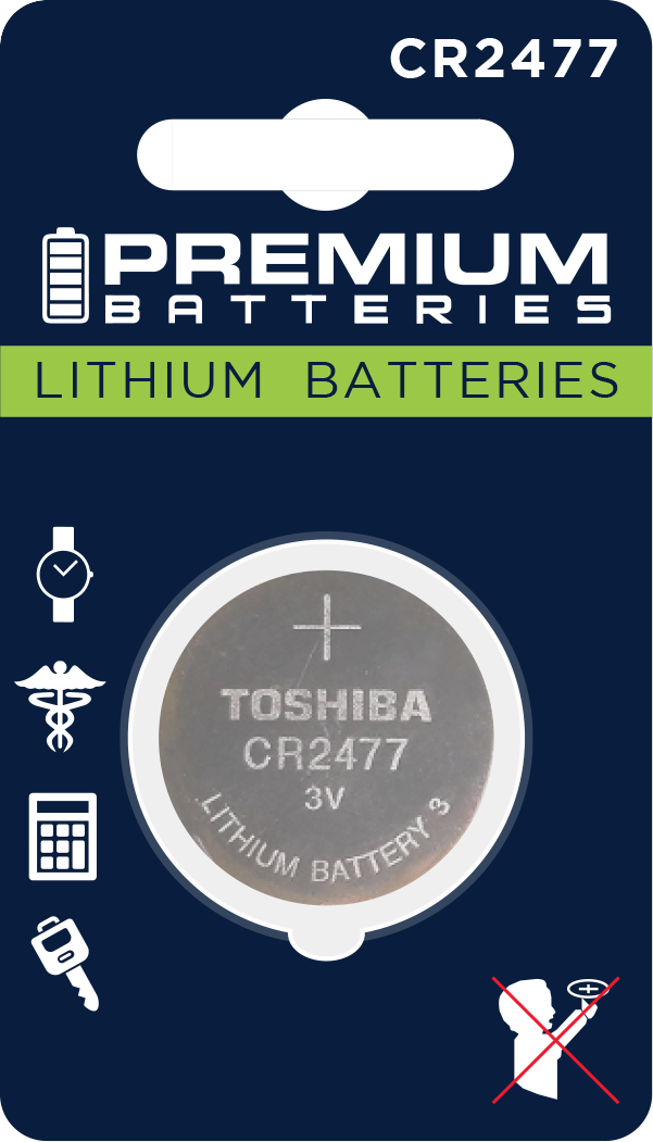 Premium Batteries CR2477 Battery 3V Lithium Coin Cell (1 PC Panasonic) (Child Safe Package) 