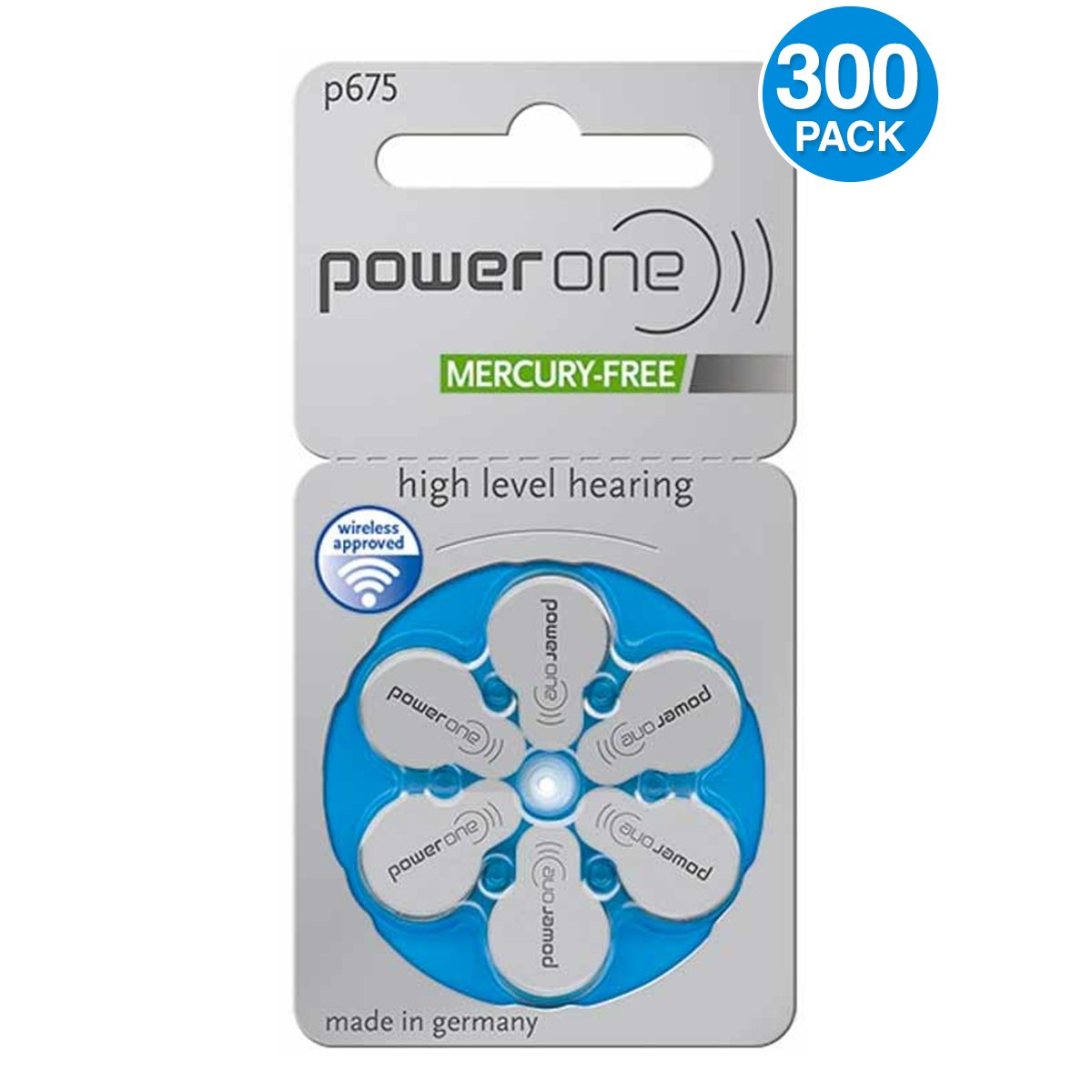 Power One Size 675 Hearing Aid Battery Mercury-Free (300 pcs.)