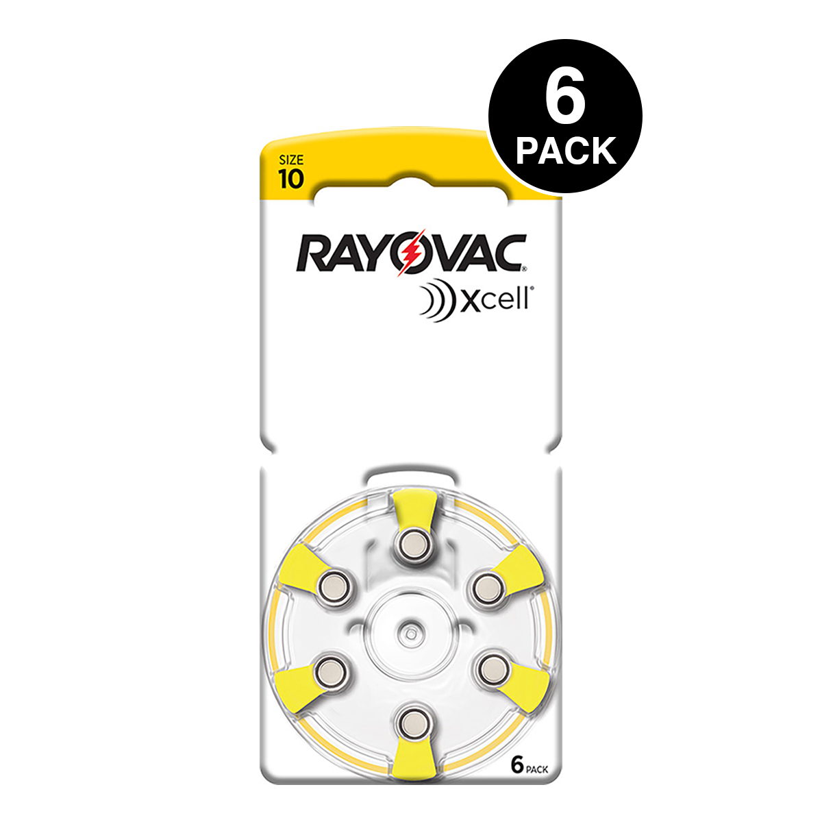 Xcell (Made By Rayovac) Size 10 Hearing Aid Batteries (6 pcs) 
