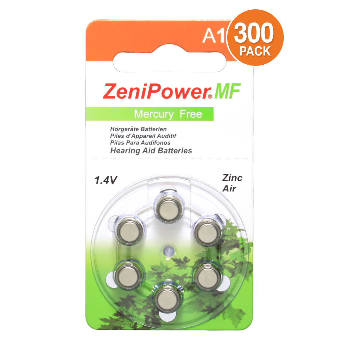 ZeniPower Size 13 Hearing Aid Battery, Mercury-Free (300 Pcs.)