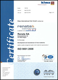 Renata ISO 9001 Certification