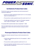 Power-Sonic SLA Batteries Product Date Codes