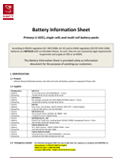 Battery Information Sheet Primary Lithium-thionyl dichloride (Li-SOCl2) single cells and multi-cell battery packs