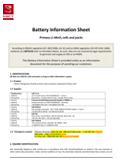 Battery Information Sheet Primary Lithium Manganese (Li-MnO2) dioxide primary cells and packs