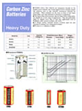 Technical Specifications for Toshiba Heavy Duty Carbon Zinc Batteries