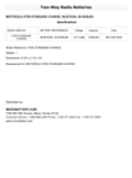 Technical Specifications for MOTOROLA HT90 STANDARD CHARGE , NLN7435A,60-5928J04