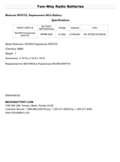 Technical Specifications for Motorola IR-IP370, Replacement NiCd Batt