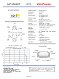 Technical Specifications for ZeniPower A10 Hearing Aid Battery