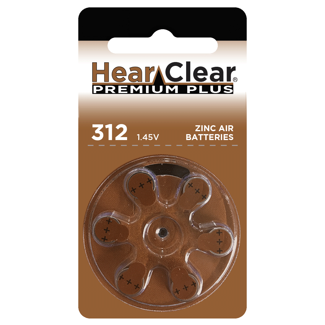 HearClear Premium Plus, Size 312 Hearing Aid Battery (6 pcs)