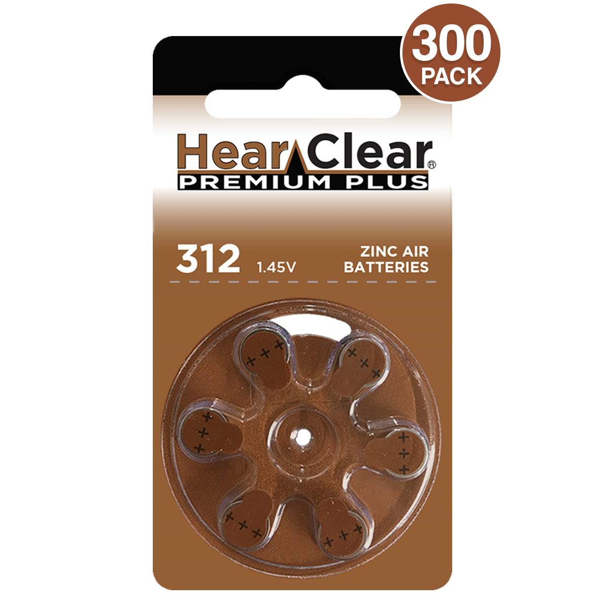 HearClear Premium Plus, Size 312 Hearing Aid Battery (300 pcs)