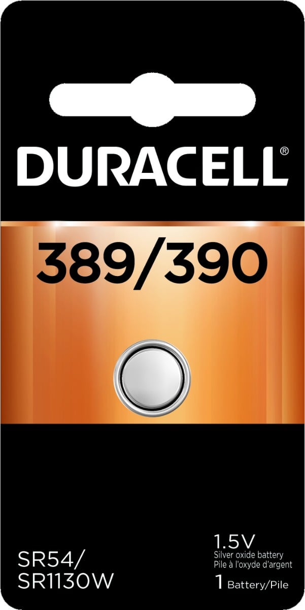 Duracell 389/390 Watch Battery (SR1130W) Silver Oxide  (1 PC). With a  long-lasting charge that requires fewer recharges, Duracell Specialty and  Rechargeable batteries really do set themselves apart from the rest.